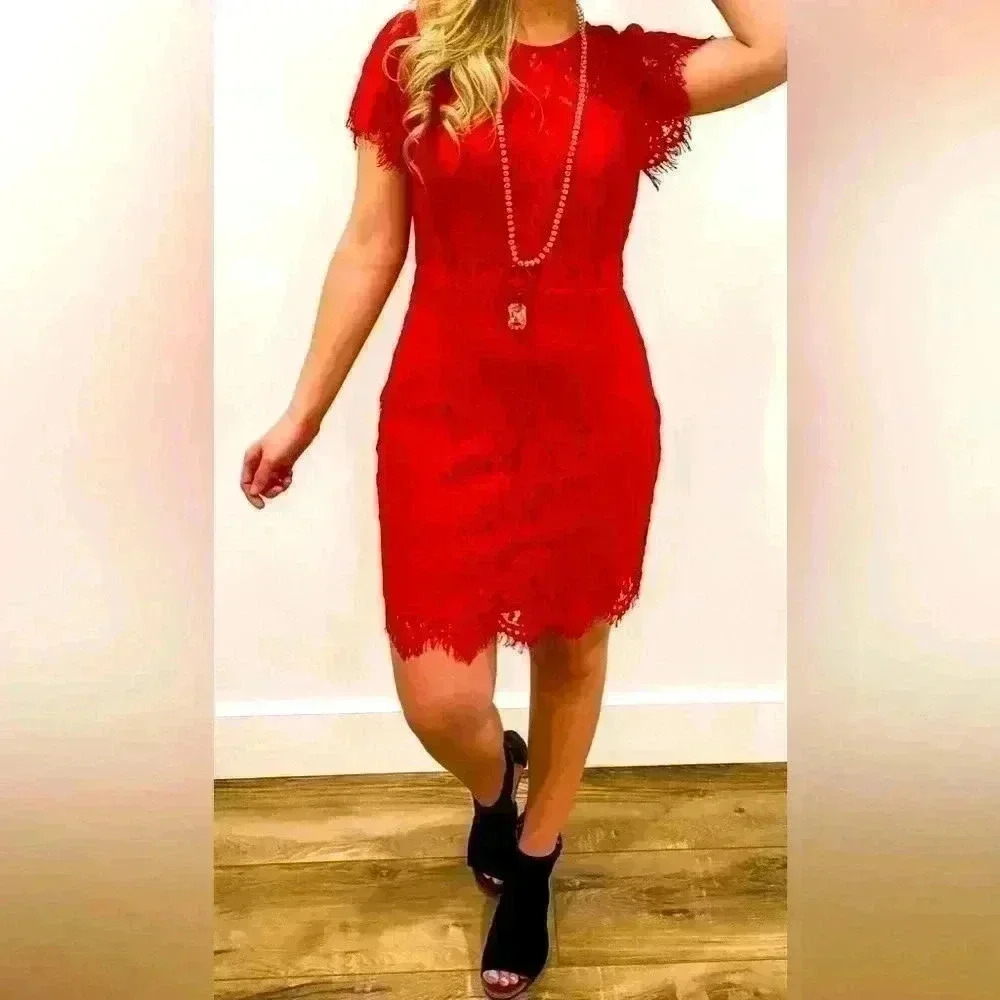 Beautiful Red Lace Dress! 🥰